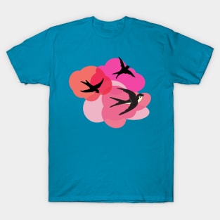 Spring swallows and clouds T-Shirt